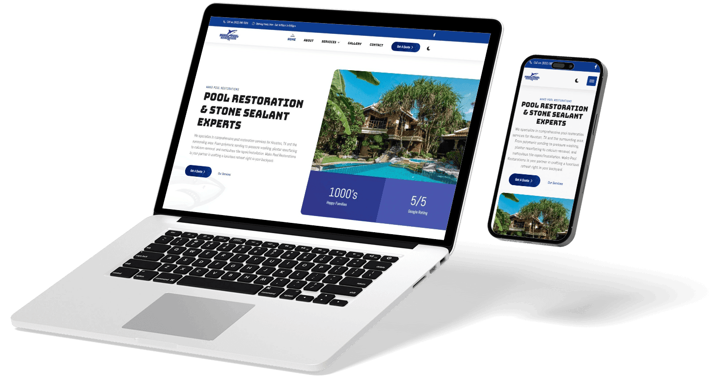 Laptop and mobile phone displaying a website design.